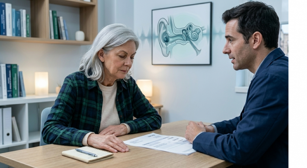 Audiologist office and hearing aid fitting